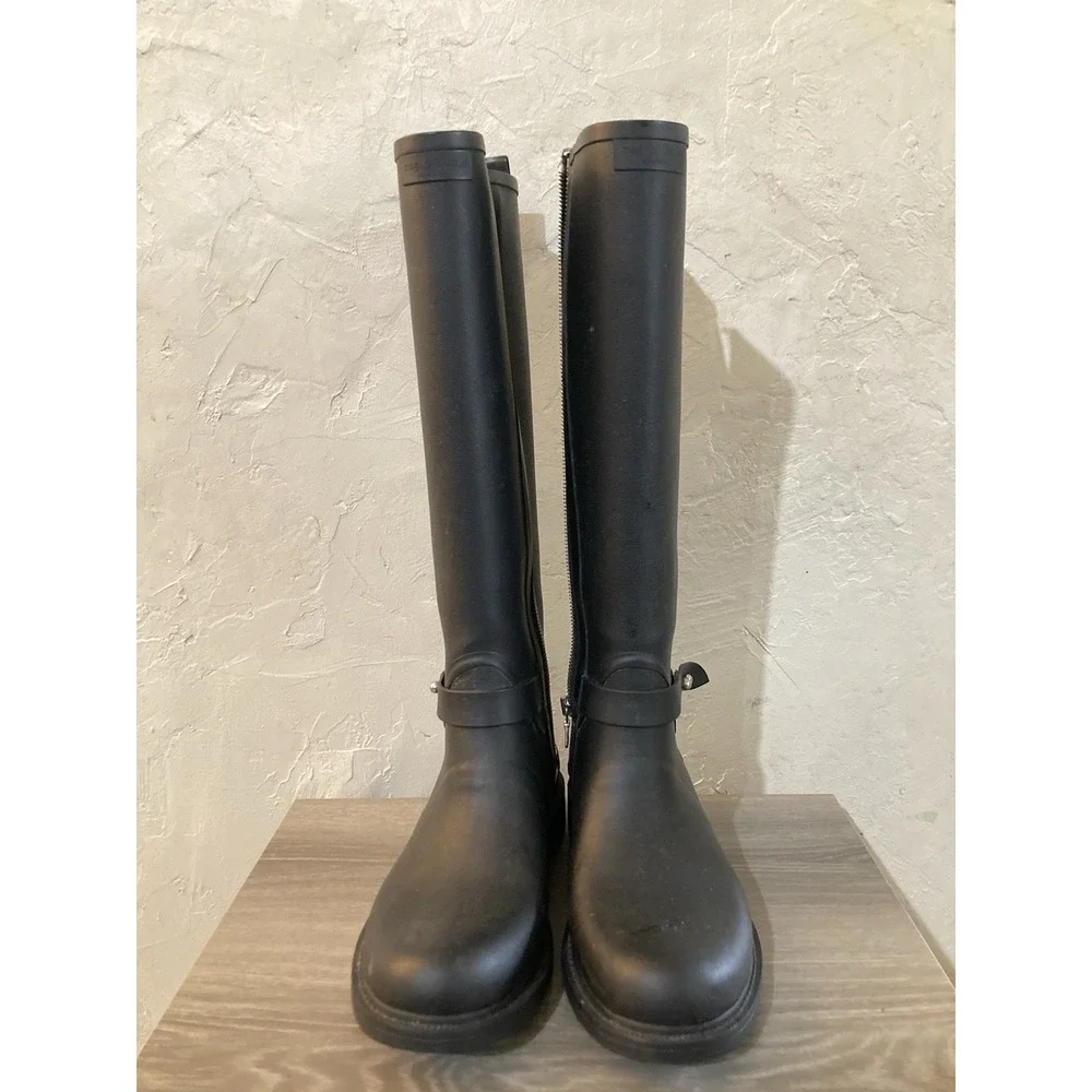 Rag and Bone Moto Tall Rain Boots Black Womens Size 38 Rubber